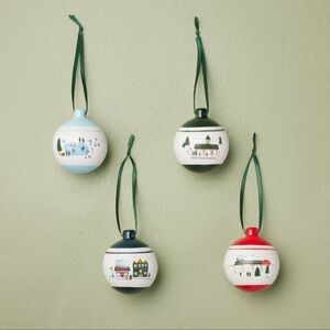 Set of 4 Hearth and Hand Magnolia Winter Scene Christmas Tree Ornaments